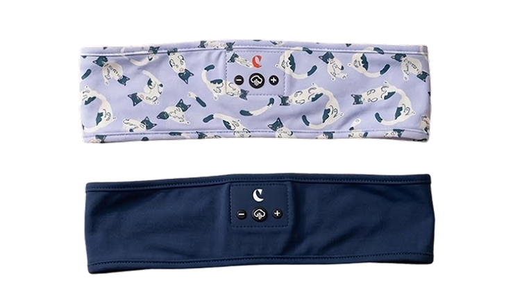 Two Clementine sleep bands, one patterned and one navy