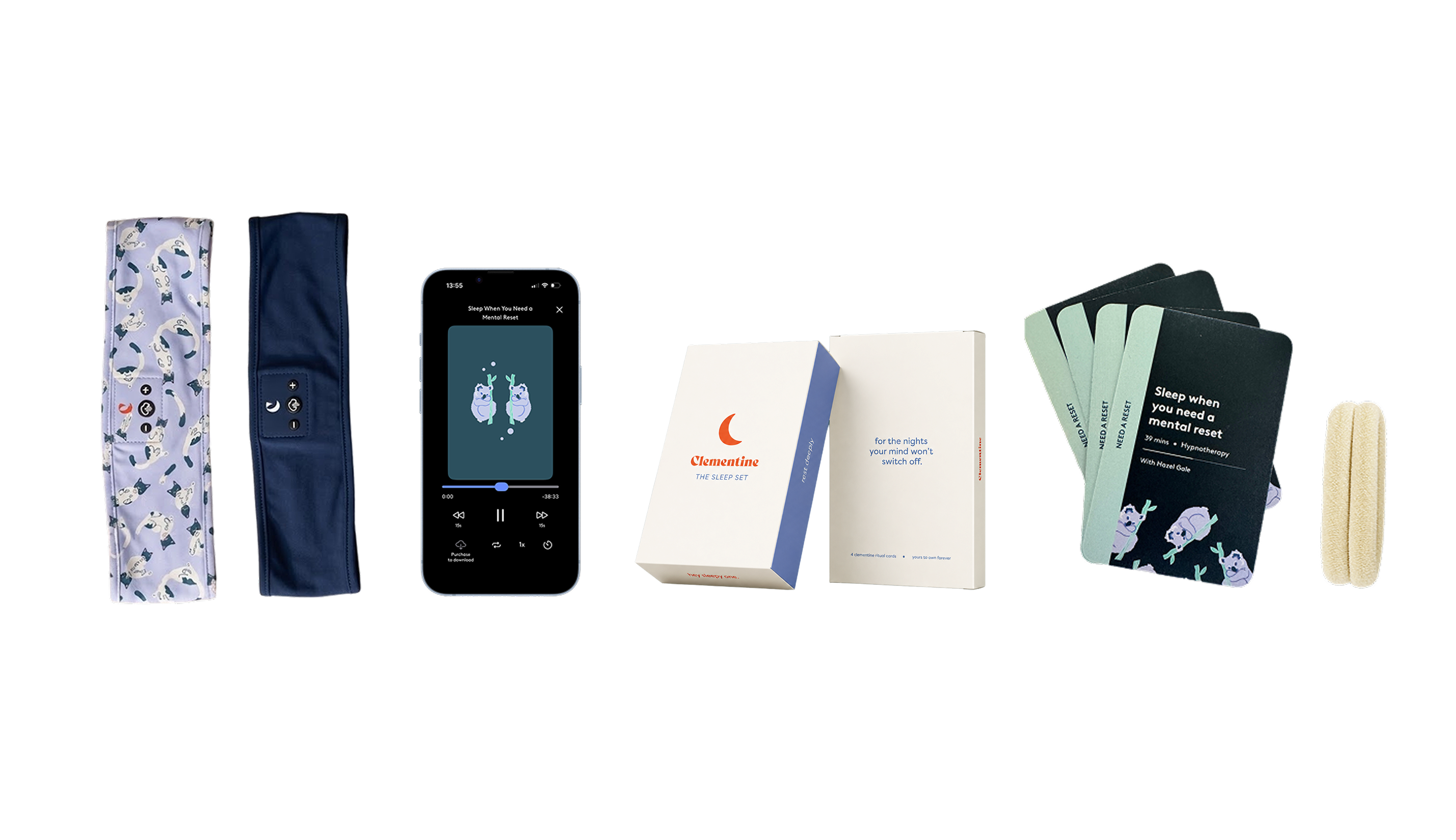 The sleep bands, the Clementine app, the box and the session cards